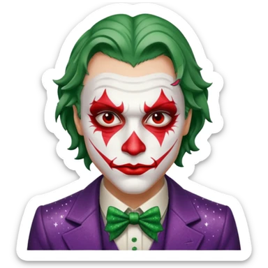 Glitter RED and White Joker Gangster  sticker