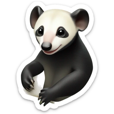 Imagem realista de um tamandua bandeira numa praia com a bandeira do Brasil atrás dele sticker