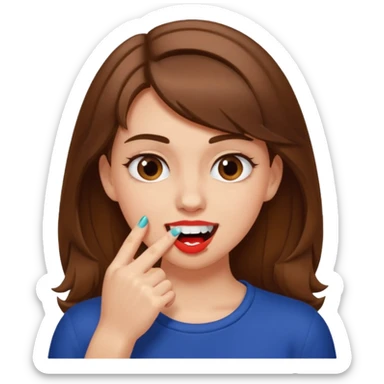 Une fille brune et blanche qui se mord l'ongle avec ses dents comme si elle draguait qqn sticker