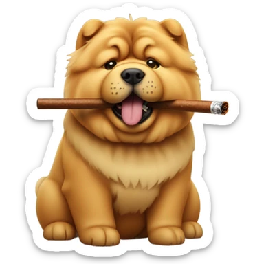 chow chow dog holding cigar  sticker