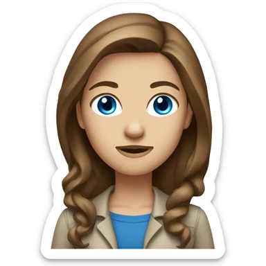 journalist female brown long hair, blue eyes sticker