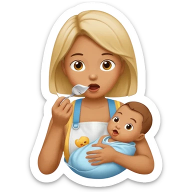 woman pretending to eat baby sticker