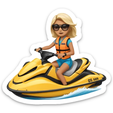 woman riding a jet ski sticker