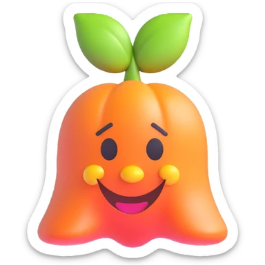 Peach bell in 3D emoji style, Microsoft Fluent 3D, vibrant and playful, simple and recognizable, no text sticker