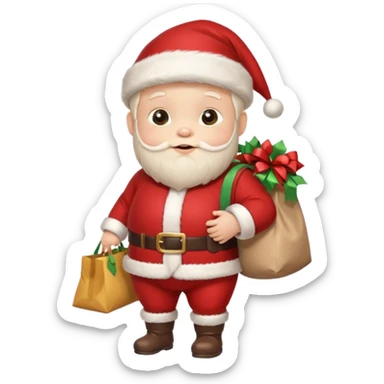 baby Santa Claus is carrying a bag of presents  sticker