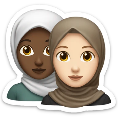 One white girl without a hijab with brown hair with a hijabi friend   sticker