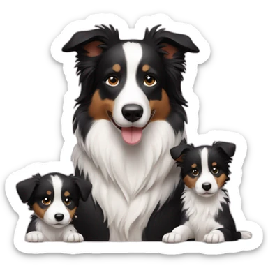 Border collie with 2 puppy sticker