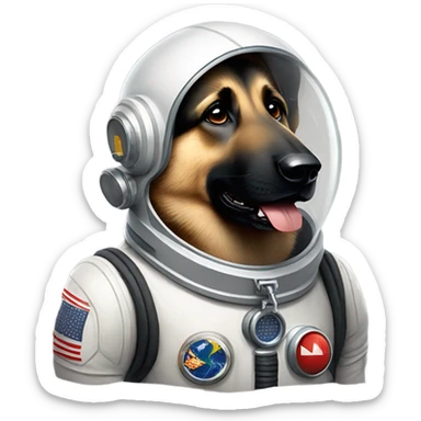 german shepherd with astronaut suit sticker