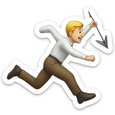 man jumping over curveed arrow facing right side sticker