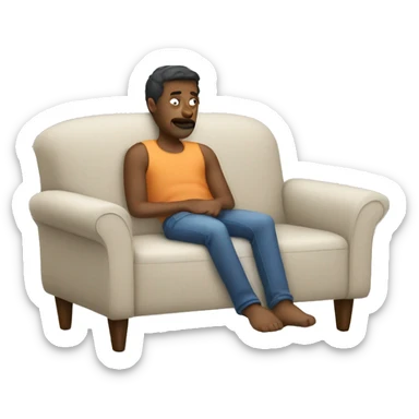 man laying lazily in his couch  sticker