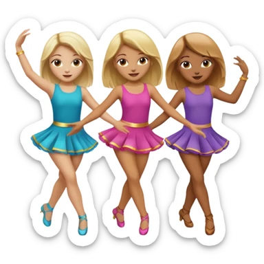 Emoji of 3 Girls dancing ONLY ONE with blonde hair, one tan skin with brown  hair ONLY ONE IS BLONDE sticker