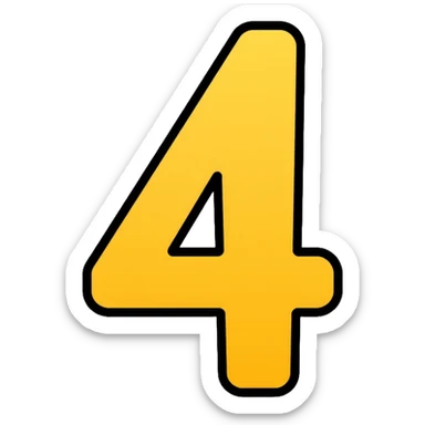Number 4 on a yellow volumetric background sticker