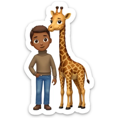 Boy giraffe with turtleneck and jeans sticker