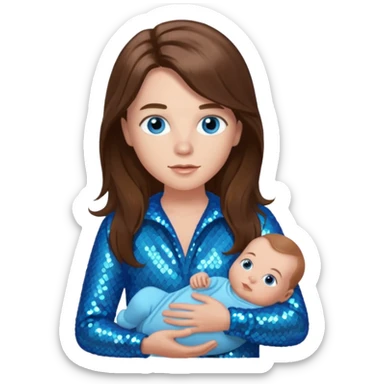 Benson Boone (b.2002), Pop Singer with blue eyes, long brown hair, baby blue sequin outfit sticker