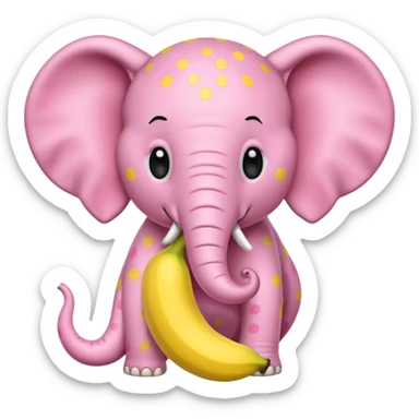A poke a dotted elephant eating a banana sticker