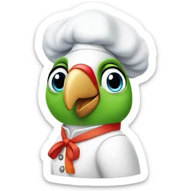 white cacadu parrot chef sticker