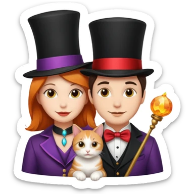 Kedi  çivcivmagician couple and their pet cat sticker