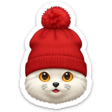 beanie with A fluffy pom-pom sticker