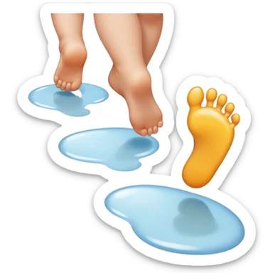 **Baby footsteps lead ahead of larger ones**, as if guiding the adult forward.  sticker