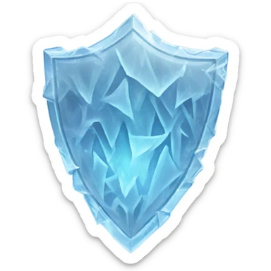  A semi-transparent ice shield, made of large, icy shards with intricate frosty patterns, glowing faintly blue and surrounded by icy mist. sticker
