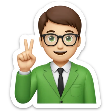 a normal emoji with nerd face and a finger upp with greenscreen sticker