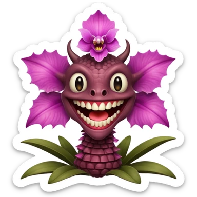 demogoron creature with natural and orchid like characteristics sticker