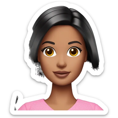 barbie doll black hair sticker