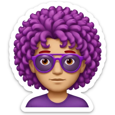 purple haired, curly big haired mexican boy with red sunglassess sticker