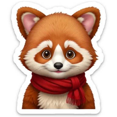 baby Red panda wearing a red scarf  sticker