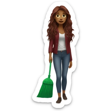 Beautiful burgundy long haired woman taking out the trash sticker