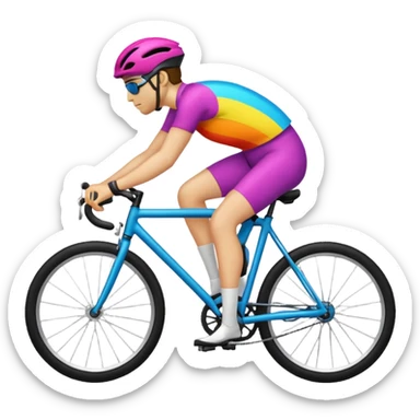 apple emoji style minimalist bold-lined emoji of bicycle with rider evoking spirit of Bicycle Day and classic blotter art no text sticker