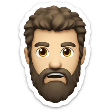 angry male head with a beard and scruffy brown hair  sticker