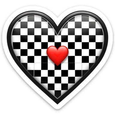 Black and white checkered heart sticker