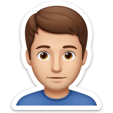 brown-haired man emoji, no beard, no mustache, neutral face sticker