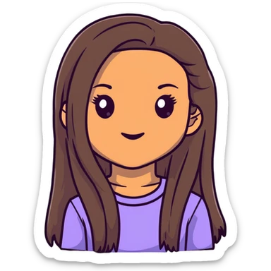 girl with light brown skin, dark eyes and dark straight long hair sticker