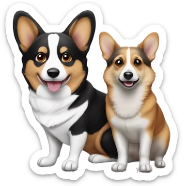 Black and white corgi with a raccoon  sticker