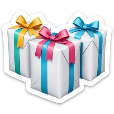 Three identical wrapped clothing packages in a row sticker