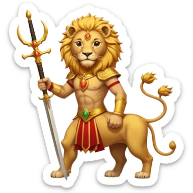 Emoji style pre 1979 Iran Sun and Lion, golden lion with sword, rising sun, flat bold colors sticker
