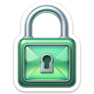 Holographic and glassmorphic green lock sticker