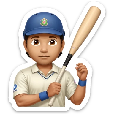 Sachin Tendulkar with a bat sticker