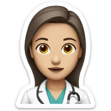 Female doctor long straight brown hair amber eyes and pink lips  sticker