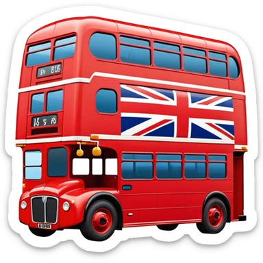 Union Jack flag, double decker bus sticker