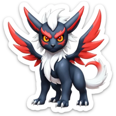 Handsome cool badass edgy Absol-Litten-Guilmon-Giratina-Yveltal-Pokémon-Fakémon-fusion-hybrid-creature sticker