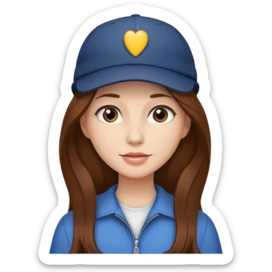  lady with long brown hair wearing a cap sticker