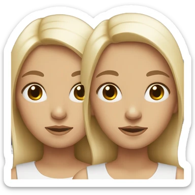 Two white sisters with middle straight hair sticker