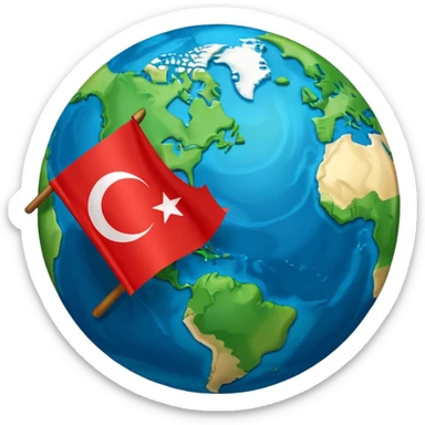 Draw me an emoji of planet Earth with the flag of Turkey on it. sticker