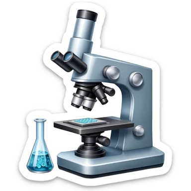 An icon featuring an electronic microscope, a metal alloy, and a crystal structure, symbolizing materials science. The design includes different materials like metals, ceramics, and polymers, alongside a stamp representing testing and quality control. Transparent background sticker