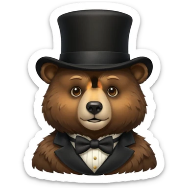 Bear with a full black tophat sticker