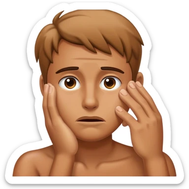 Tired emoji dragging hand down face sticker