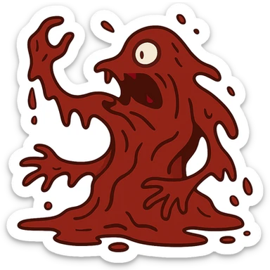 flat toon style shapeshifting bloody monster made of blood sticker
